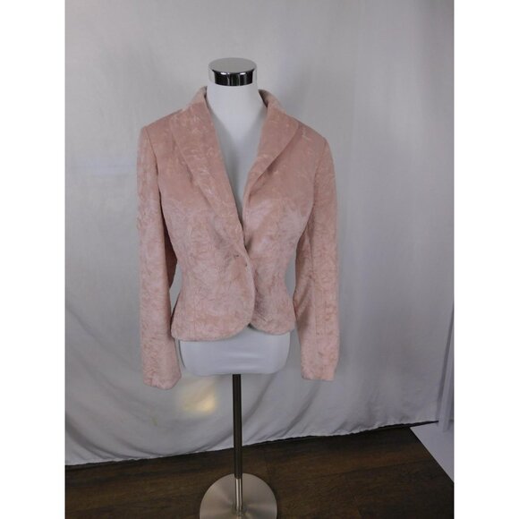 Bandolino Jacket Womens 6 Pink Faux Fur Plush One Button Blazer Lined Evening - Picture 1 of 12